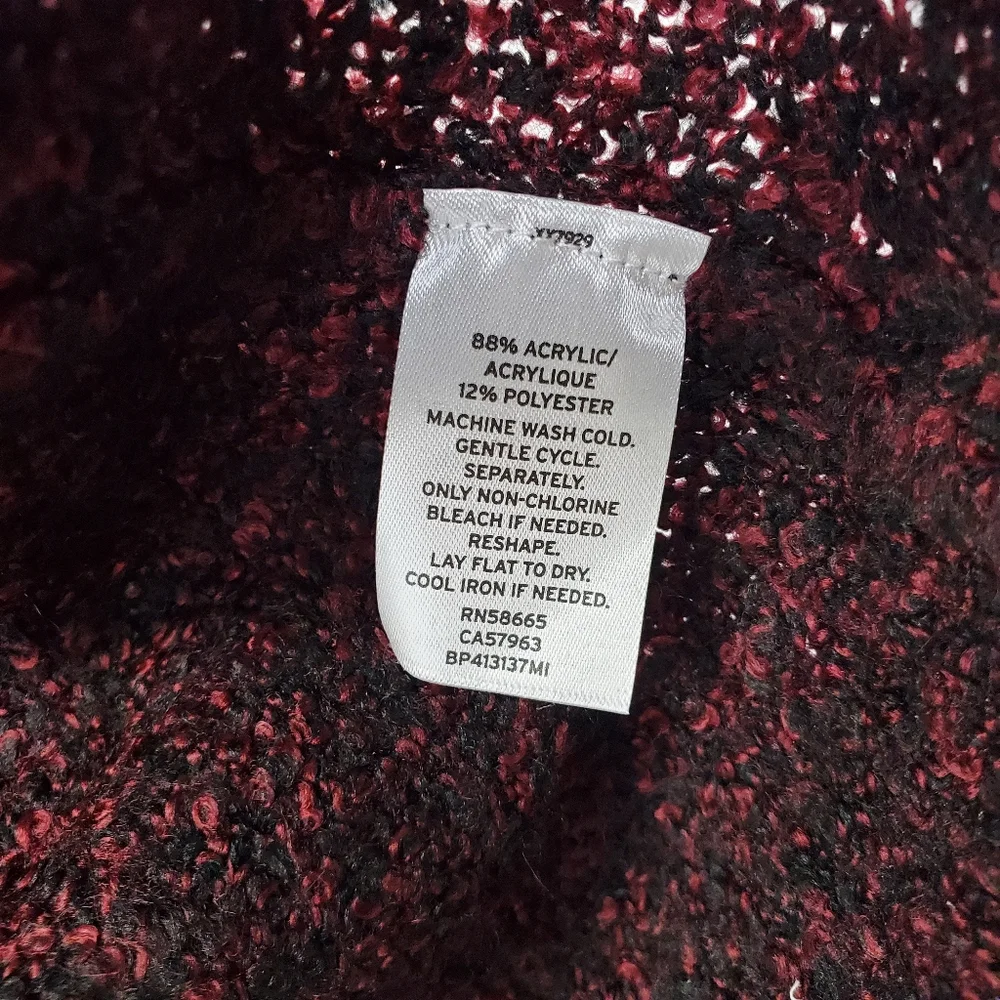 Nordstrom BP Bouclé Draped Cardigan Cozy Knit Burgundy Red Open NEW - Picture 8 of 8